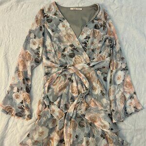 Altar'd State Mi Ami Floral Bell Sleeve Dress